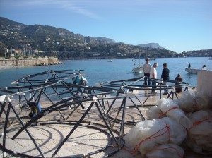 The pontoon full of the drum (upper part): we have to deconstruct one by one after a big cleaning!